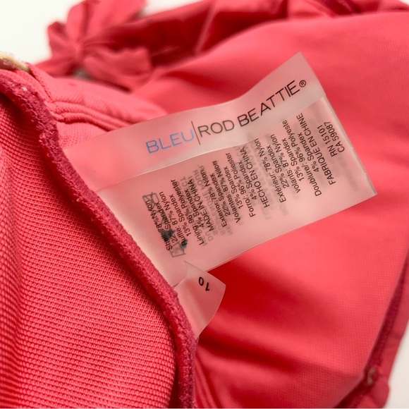 Bleu Rod Beattie Plunge Deep V Ruffle Halter Strappy One Piece Swimsuit 10 - Picture 6 of 12